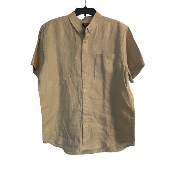 GUC Forever 21 Men's Short Sleeve Lightweight Summer Shirt Tan Size XL - Picture 1 of 4
